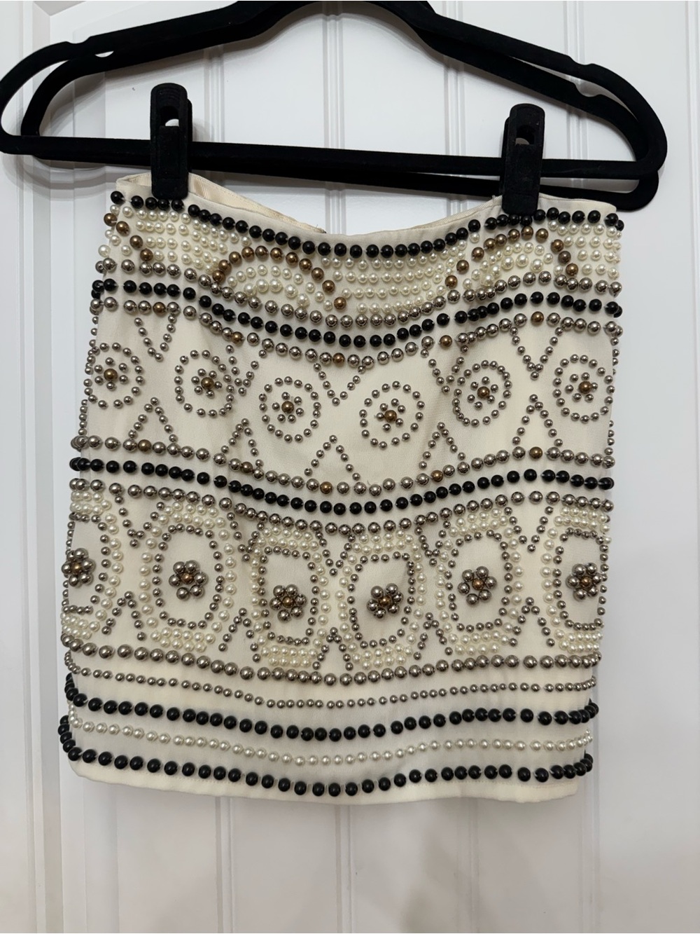 Forever 21 Embellished Ivory Beaded Mini Skirt